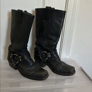 Frye Moto Black Leather Boots